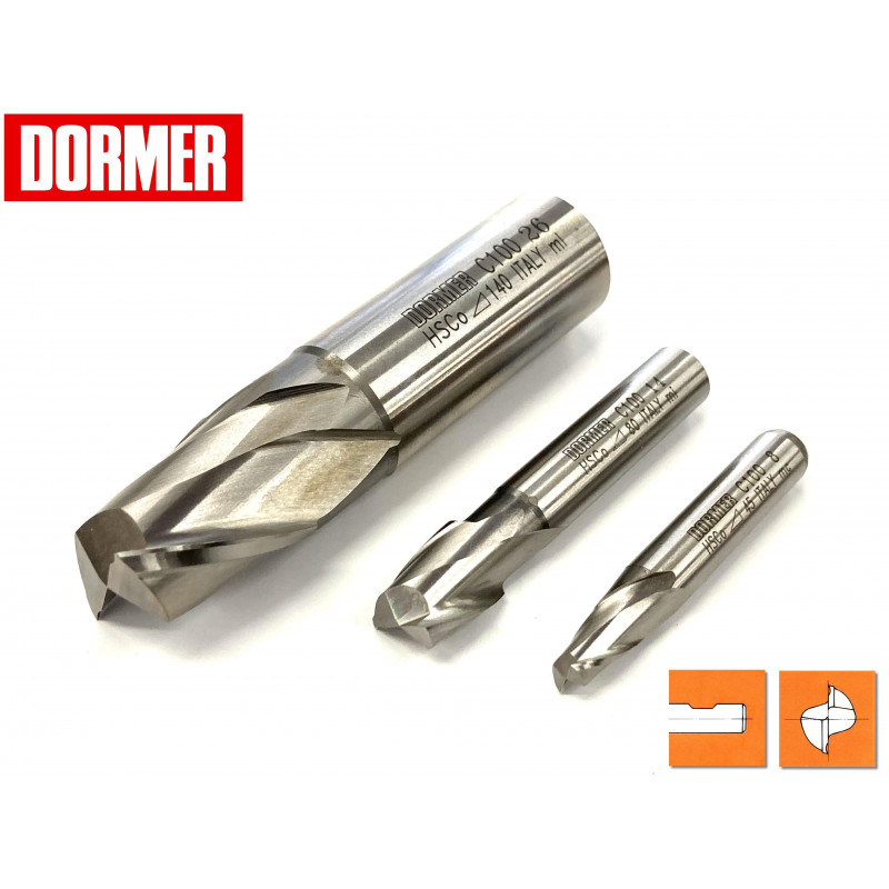 Frese per cave 2 tagli serie corta Dormer C100 - C130 Frese per cave 2 tagli serie corta Dormer C100 - C130